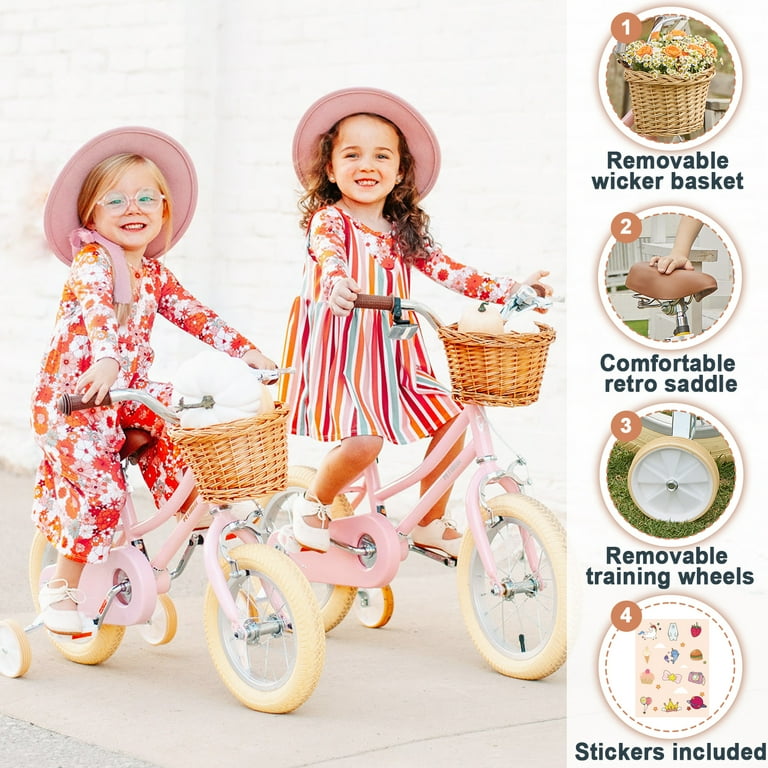 Petimini Retro Vintage 16 Inch Kids Bike for 4-7 Years Old