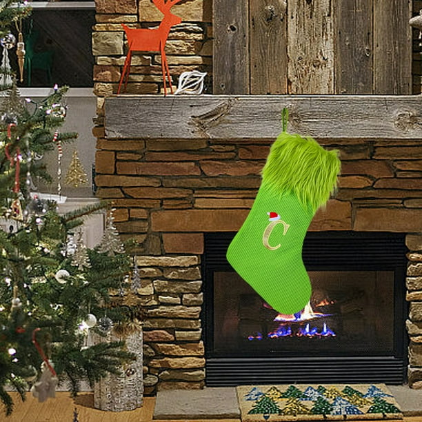 Calcetines Navideños Xihbxyly Verdes de Punto Grandes Decoración Del Lugar