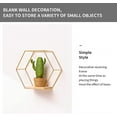 thumbnail image 5 of Set of 3 Hexagon Wall Shelf  Shelves, Metal and Wood Floating Shelf Wall Storage Organizer for Kitchen Shelf, Bathroom, Bedroom, Gold, 5 of 7