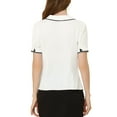 thumbnail image 3 of INSPIRE CHIC Women's Peter Pan Collar Shirt Puff Short Sleeve Button Chiffon Blouse Top, 3 of 7