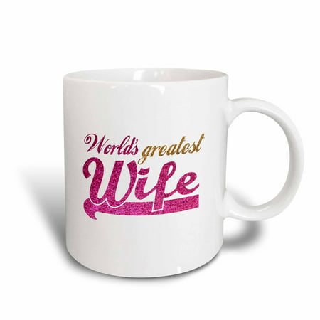 3dRose Worlds Greatest Wife - Romantic marriage or wedding anniversary gifts for her - best wife - hot pink, Ceramic Mug,