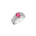 thumbnail image 3 of RYLOS Men's Rings 14K White Gold Ring Classic Designer Style 8X6MM Oval Gemstone & Diamond Ring Ruby July Birthstone Rings For Men Size 12, 3 of 7