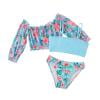 Bobifish Toddler Girls Swimsuit Lovely Floral Three Piece Bikini Swimwear Lovely Tube Top Bathing Suit.Sized 3-4T