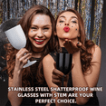 thumbnail image 4 of Stemmed Stainless Steel Wine Glasses with Lid Double Wall Insulated Wine Tumbler Unbreakable Goblets Wine Glasses 10oz A,White, 4 of 7