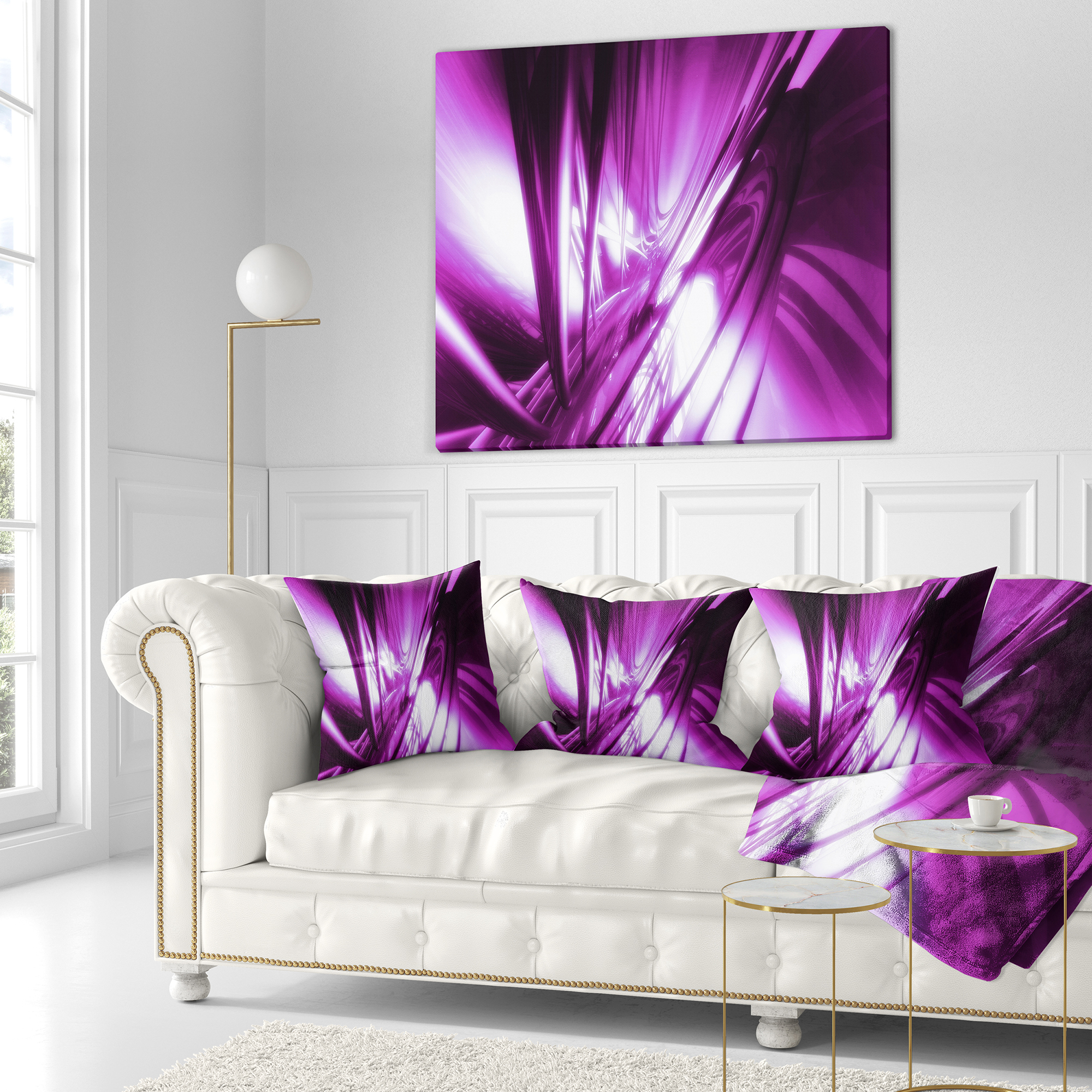 Designart 3D Abstract Art Purple Fractal - Abstract Throw Pillow - 16x16
