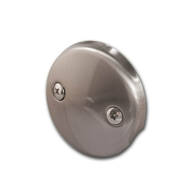 Calcmetal Placa De Desbordamiento De Drenaje Para Bañera De Doble Orificio Con Dos Tornillos A Juego, Fácil De Instalar, Níquel Satinado