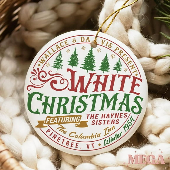 White Christmas Ceramic Ornament, Christmas Movie Ornament, White Christmas Ornament, Columbia Inn Ornament, 90s Xmas Movie Ornament