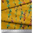 thumbnail image 3 of Soimoi Gold Rayon Fabric Colorful Flower Watercolor Decor Fabric Printed BTY 56 Inch Wide, 3 of 3