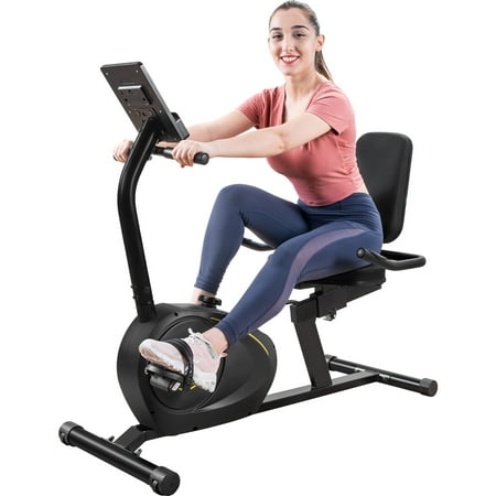 Indoor Exercise Bike, Recumbent Exercise Bike with Wheel, Stationary Exercise Bike with LCD/Bluetooth Monitor, Fitness Exercise Equipment for Home/Office, 8-Level Resistance, 380 lbs Capacity, R092