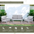 thumbnail image 3 of Mod Furniture Kinsley 4-Piece Modern Outdoor Patio Chat Set with All-Weather Aluminum Frames, 2 Side Chairs, Loveseat, and Slat Top Coffee Table, 3 of 13