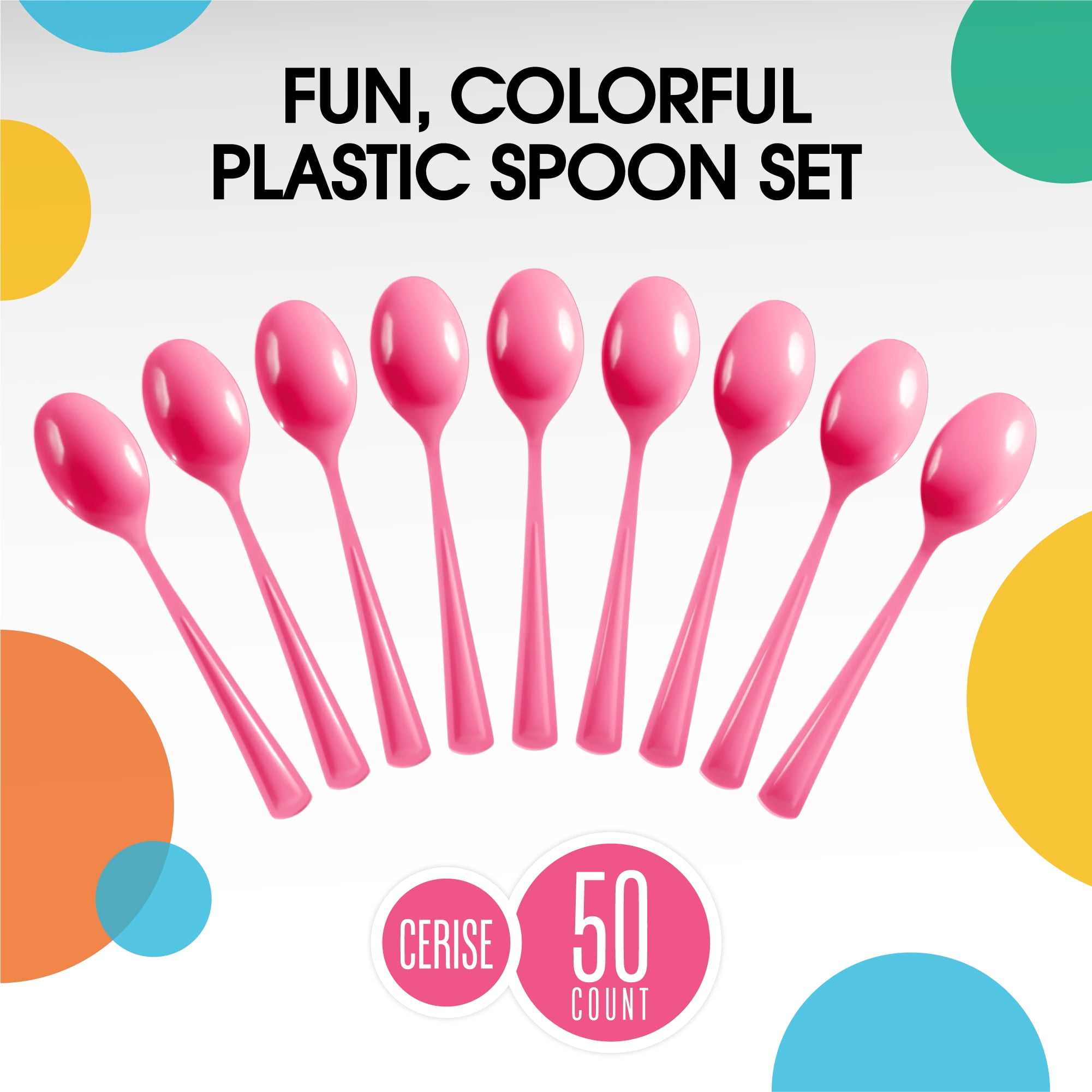Exquisite Cerise Disposable Spoons - Hot Pink Plastic Spoons - 150 Count