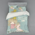 thumbnail image 2 of Saying Duvet Cover Set, Composition Little Princess Girl Unicorn Never Stop Dreaming Words, Bedding Set with Shams and Fitted Sheet, 3 Sizes, by Ambesonne, 2 of 3