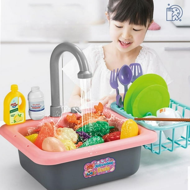 Play Sink with Running Water, Kids Play Kitchen Toy Sink Electronic