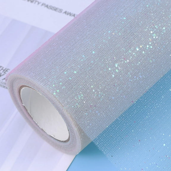 OUNONA Tulle Roll Spool Rainbow Glitter Wedding Banquet Decor Gift Wrap - 15cm by 10yd