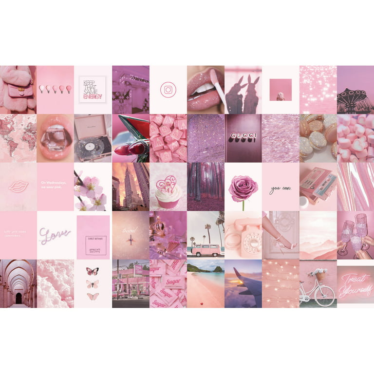 optager Gør det godt Vær opmærksom på Pink Aesthetic Wall Art Collage - 4" x 6", Set of 50 - Walmart.com