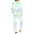 thumbnail image 2 of yievot Lounge Sets for Women Long Sleeve Top with Pants Gradient Printed Loungewear Sleepwear Pajamas Two Piece Outfits for Women, 2 of 5