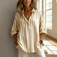 thumbnail image 3 of AUNVITO Women's Linen Blend V Neck Button Down Long Sleeve Shirt Casual and Breathable Spring Summer Style, 3 of 6