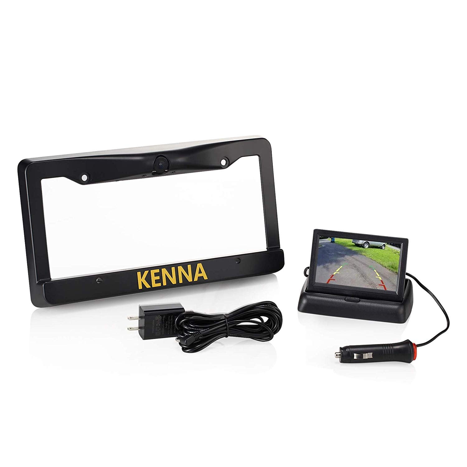 Wireless License Plate Backup Camera, 170° Angle Adjustable, 4.3" LED Monitor
