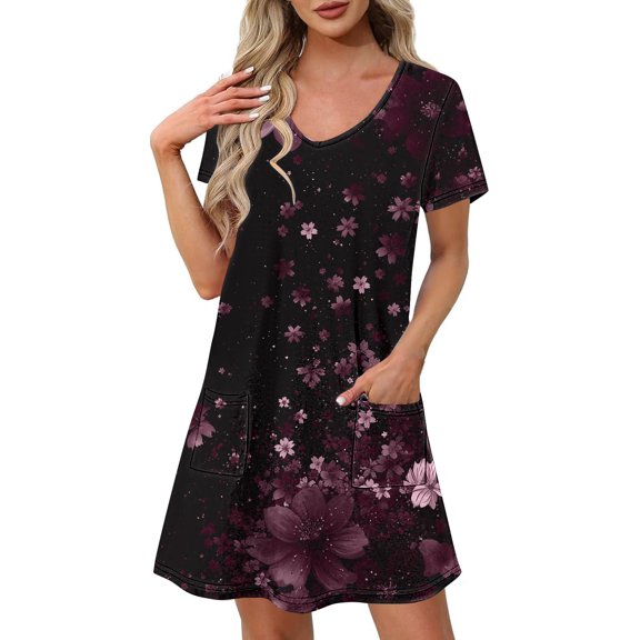 YuXingFu Plus Size Women's Dress Sexy Dresses - Floral, V-Neck, Short Sleeve, Midi for 2026 Mint Green S