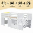 thumbnail image 3 of Twin Size Low Loft Bed with Stairs, Wood Loft Beds with Storage Drawers, Loft Bed Frame with Large Under-Bed Space for Bedroom-White, 3 of 8
