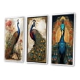 thumbnail image 3 of Designart "Vintage Glorious Peacock Illustration" Animals Peacock Framed Wall Art Set Of 3 - Blue Peacock Frame Gallery Set For Office Decor, 3 of 6