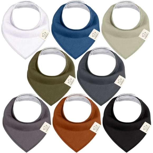 Baberos tipo bandana para bebés KeaBabies orgánicos, paquete de 8 unidades, unisex