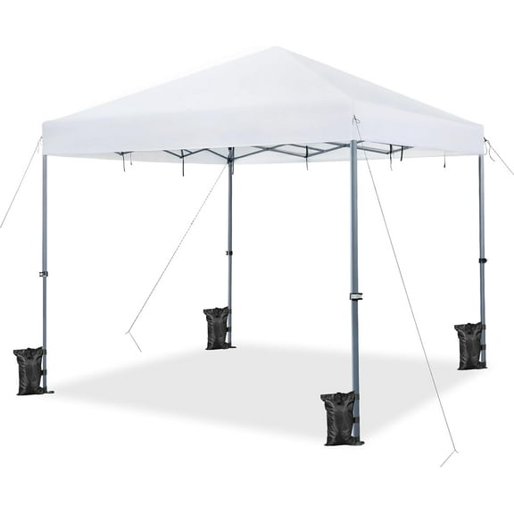 SgoodS 12x12 Pop Up Canopy Easy Set-up Tent, Portable Outdoor Canopy Instant Tent, Heavy Duty Commercial Gazebo with Wheeled Carry Bag & 4 Sandbags for Home, Party & Outdoor Activities White