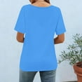 thumbnail image 5 of Turilly Women's Fashionable Casual T-Shirts Loose Round Neck Short Sleeved Solid Color Top Sky Blue M, 5 of 6