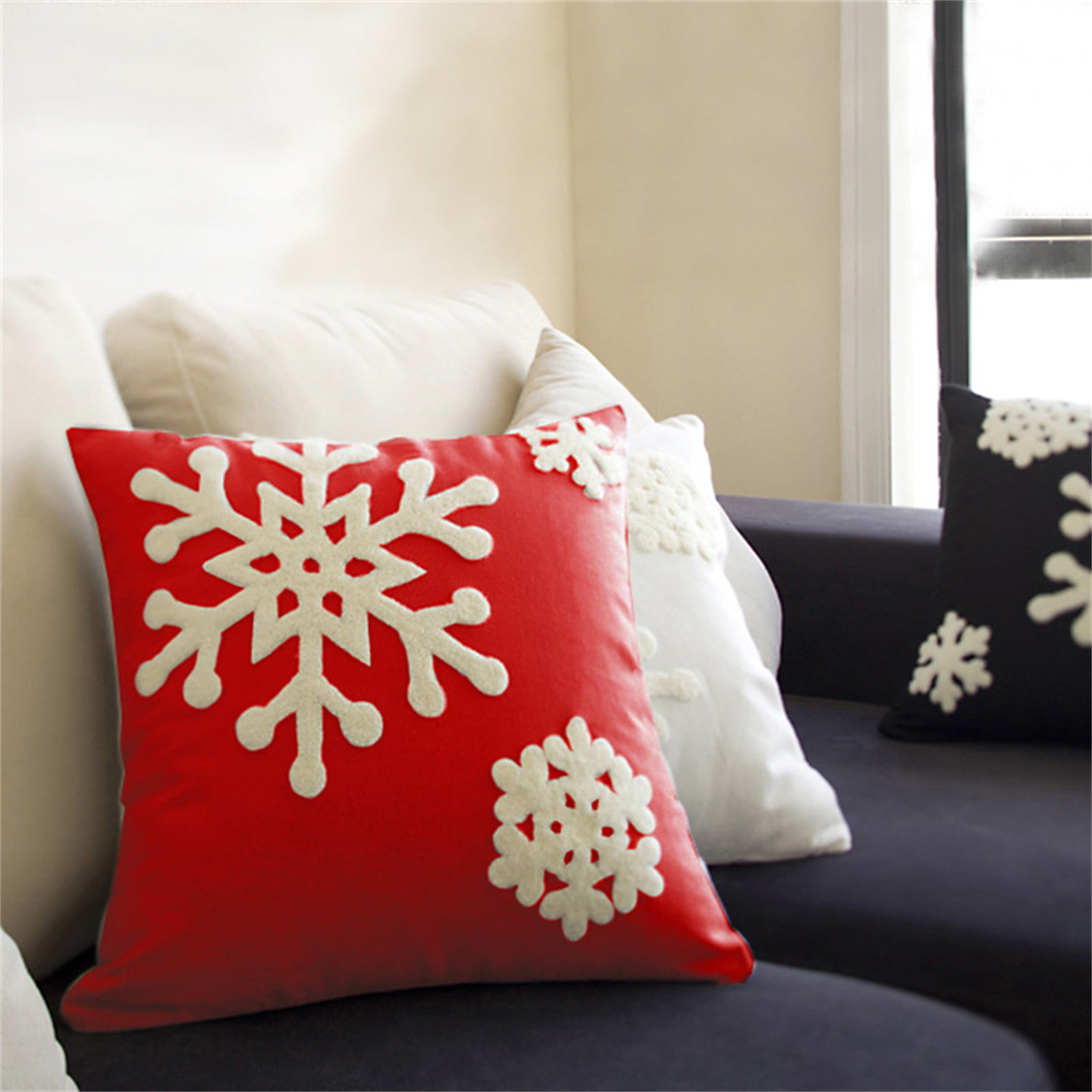 Ivory Laser Cut Wool Christmas Snowflake Decorative Throw Pillow Cover  23x23 + Reviews