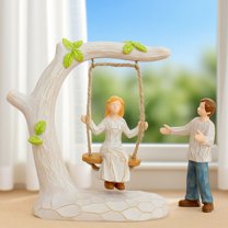 Romantic Swing Couple Figurine - Handcrafted Resin Home Decor for Anniversaries & Weddings