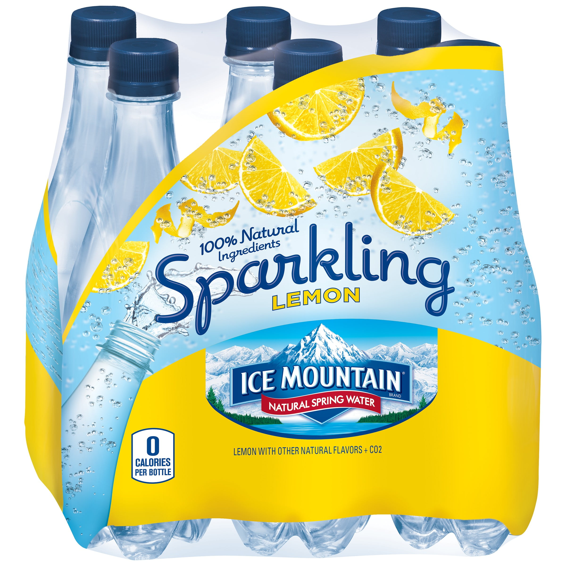 Ice Mountain Sparkling Lemon Natural Spring Water Half Liter 6 Count