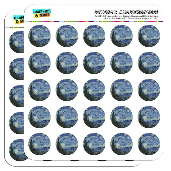 Starry Night by Van Gogh 1" Scrapbooking Crafting Stickers