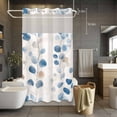 thumbnail image 5 of Spring Blue Leaf No Hooks Shower Curtain with Snap-in Liner Watercolor Branch Farmhouse Plant Shower Curtains for Bathroom, Waterproof, Easy Install, Washable 36"x78", 5 of 9