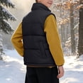thumbnail image 6 of Boys Quilted Vest Outwear Full Zip Casual Fashion Warm Winter Sleeveless Jacket Black 4-14, 6 of 7
