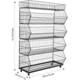 thumbnail image 4 of Fruit Vegetable Storage Basket for Kitchen, 5 Tier Stackable Metal Wire Basket Stand Cart w/Wheel Rolling Pantry Retail Display Rack Fruit Basket Organizer Baskets for Kitchen, Pantry (Black,White), 4 of 8