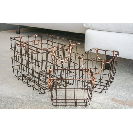 - Handcrafted 4 Home Rectangular Metal Wire Nesting Baskets, Chocolate Color (Set of 4)