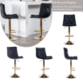 thumbnail image 2 of 25-33 Inch Velvet Bar Stools, Counter Height Adjustable Swivel Barstools High Bar Chairs with Back & Gold Metal Base for Pub, Kitchen, Cafe, Stools Chair with Footrest for Home(Black,Set of 8), 2 of 10