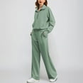 thumbnail image 5 of Pyhlmscde Two Piece Sets for Women, Lounge Sets for Women, Half Zip Sweatshirt Women, Women's Comfortable Casual Solid-Color Long Pants Spring/Fall Set Green XL, 5 of 6