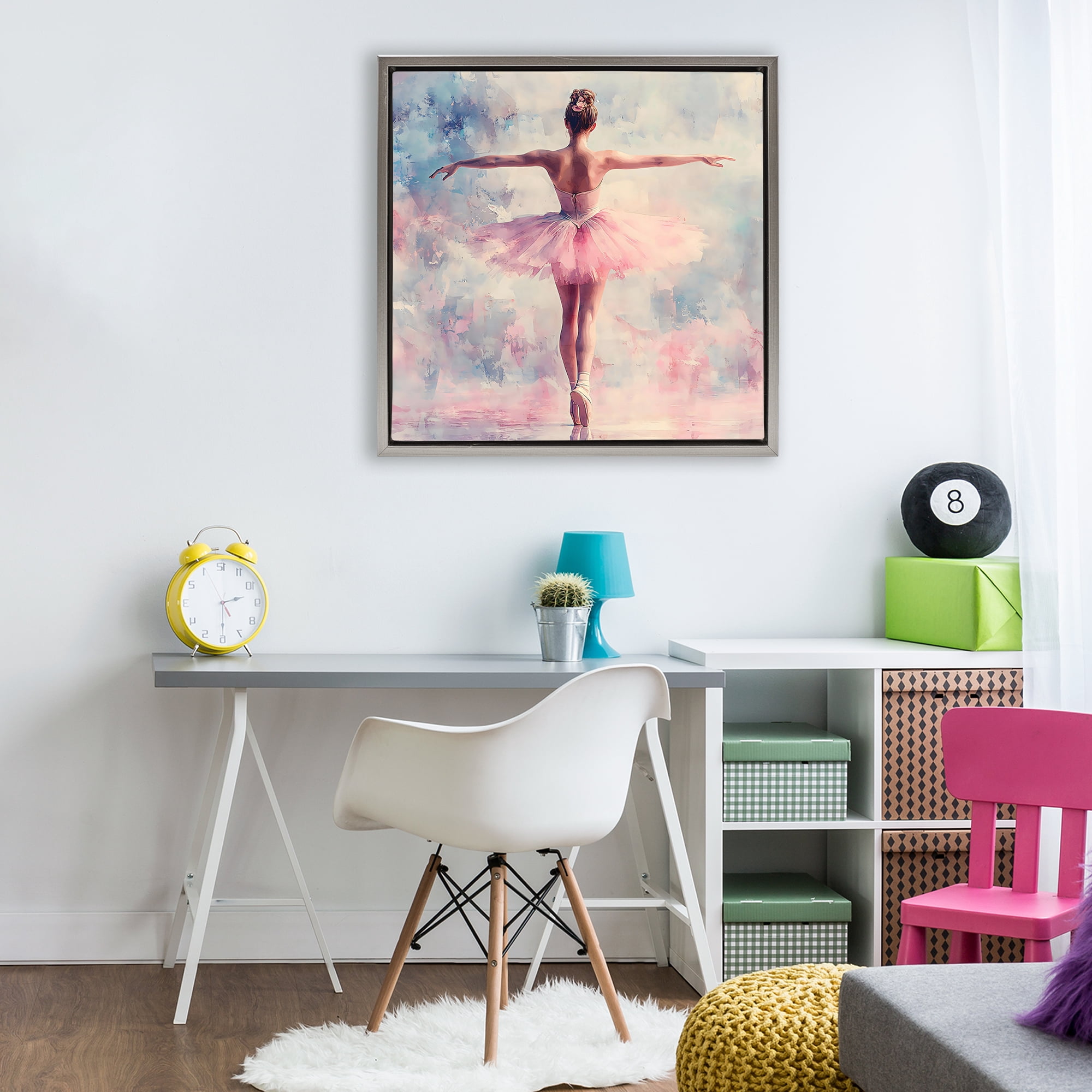 Stupell Industries Elegant Ballet Dancer in Motion Gray Framed Floater Canvas Wall Art, design by Creative Studio