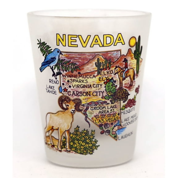 Nevada Map Frosted Shot Glass