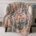 thumbnail image 6 of Orange Boho Floral Throw Blankets, Medieval Vintage Texture Soft Fleece Blanket Decorative for Home Sofa Couch Chair Living Bedroom, 40x50 inches,, 6 of 8