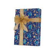 1 Pack, Gold Star Hanukkah Wrapping Paper 30"x417', Half Ream Roll for Party, Holiday & Events, Made in USA