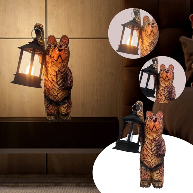 Lámpara de Oso de Jardín de Resina de Imitación de Madera XWSHYW Decoración
