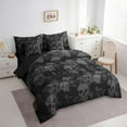 thumbnail image 3 of Manfei Death Skeleton Bedding Comforter Set 7 Pieces, Gothic Sugar Skull Full Bedding Set, Black Gray Halloween Fitted Sheet Flat Sheet, Super Cozy Bedroom Decor, 3 of 8