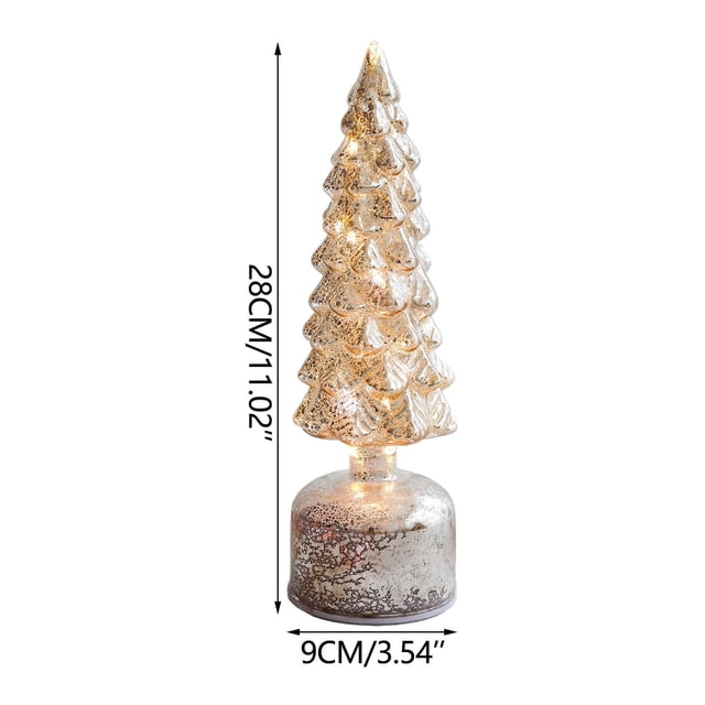 Christmas Tree Decorations,Rotating Light Up Glass Christmas Tree Ornament Spinning Crystal Table Decor