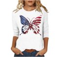 thumbnail image 2 of Baikeli Womens Summer Tops Clearance Women's Independence Day Fashion Printed Round Neck 3/4 Sleeve T-Shirt Top Women Tops And Blouses, 2 of 5