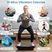 Black Full Body Vibration Plate Exercise Machine 10 Speed Levels Remote Control Music Function 440LBS Weight Capacity