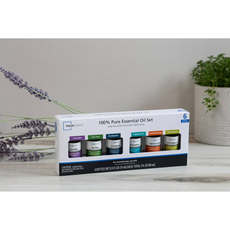 Mainstays Essential Oil Set 15mL 6PK Eucalyptus Lavender