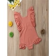 thumbnail image 3 of Gureui Kids Toddler Baby Girls One-piece Swimwear Swimsuit Solid Color Sleeveless Ruffle Backless Sweet Princess Bathing Suit, 3 of 8