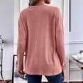 thumbnail image 6 of Besolor Womens Long Sleeve Shirts Ribbed Crewneck Button Pullover Tops Solid Color Casual Going out Dressy Blouses, 6 of 8